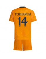 Real Madrid Aurelien Tchouameni #14 Venkovní dres pro děti 2024-25 Krátký Rukáv (+ trenýrky)